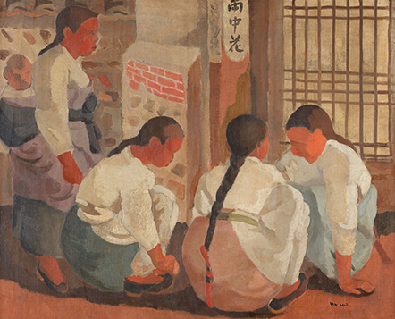 장욱진, <공기놀이>(1938)
캔버스에 유채, 65x80.5cm.