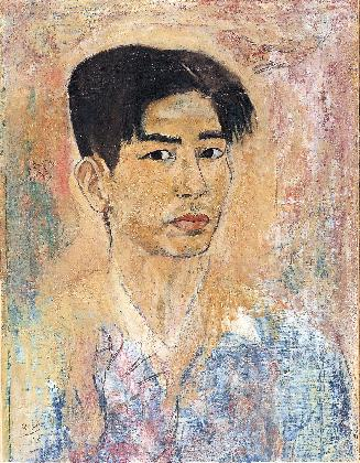 絵画　油彩画　日没　８号　鄭義富作　韓国アーティスト　共箱　S1017KG 国立現代美術館